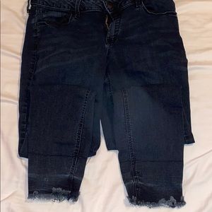 Rockstar Super Skinny Ankle Frayed Hem Jeans